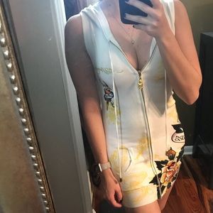 Size S Ed Hardy Zip Up Sweater Dress With Hood